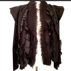 Anthro Moth S Soft Cropped Ruffled Cardigan